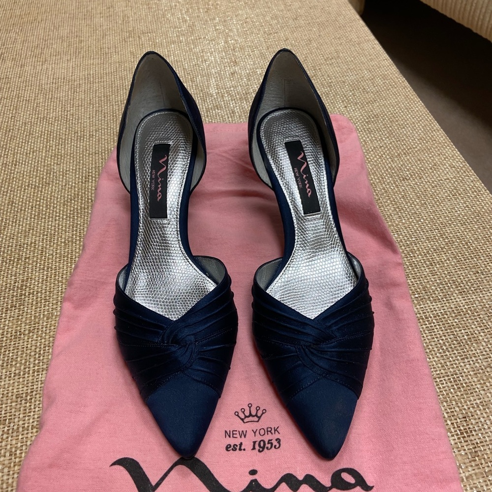 Nina blue satan heels, size 7